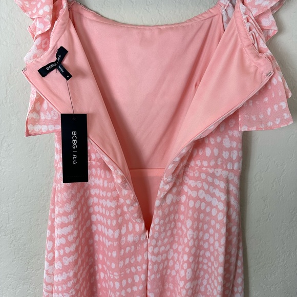 NWT BCGB Paris Women’s Maxi Dress Off The Shoulder Peach Size Medium - Picture 6 of 12